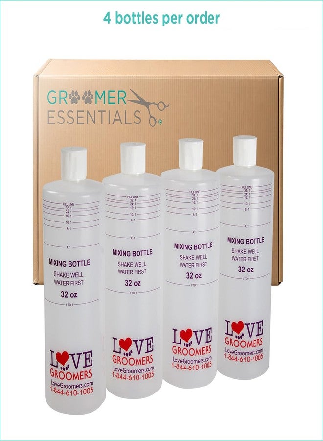 GROOMER ESSENTIALS GROOMER ESSENTALS 32oz Dilution Bottles - Set of 4 - Professional Dog Grooming Mixing Bottles for Shampoo, Conditioner, and Solutions - Image 2